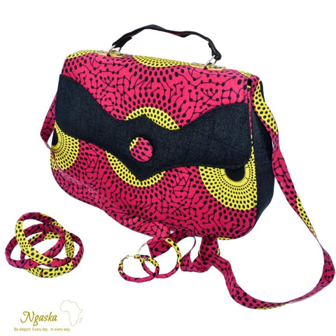 Circles of vibes, Yellow and Red Ankara Clutch, Earrings Set CEN 25