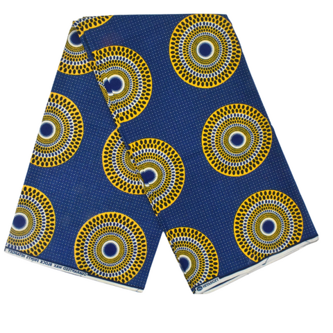 African print circle of life blue and yellow - CA127