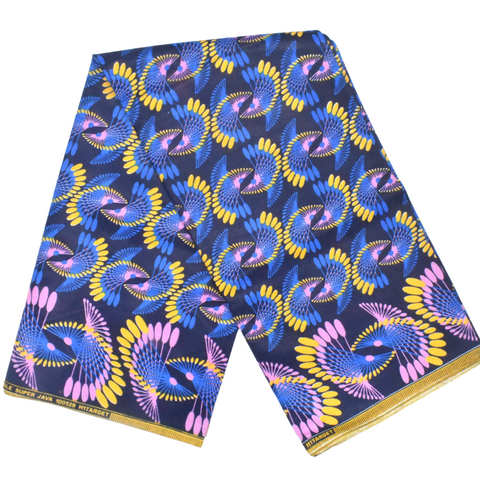 African Print Blue and yellow waves - CA102