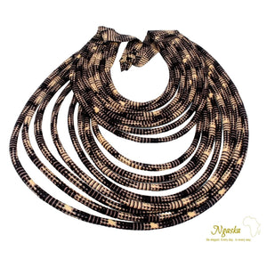 African Layered Unitone Ankara Mariama Necklace - MR6