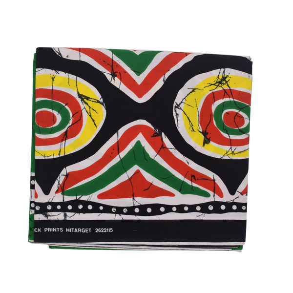 forest green african print batik fabric with liberation rastafari colors