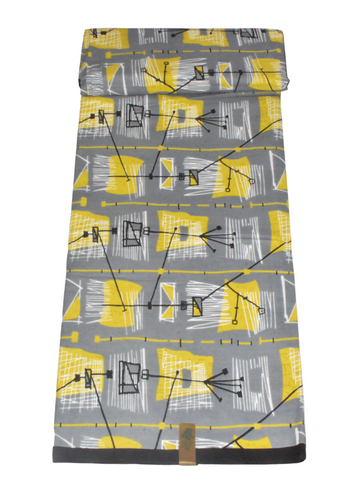 Grey. Yellow, Black and White Shapes African Print  - CA272