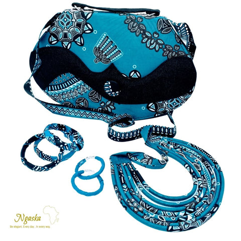 Blue Beauty Clutch Necklace Earring and Bracelet Set CEN 29