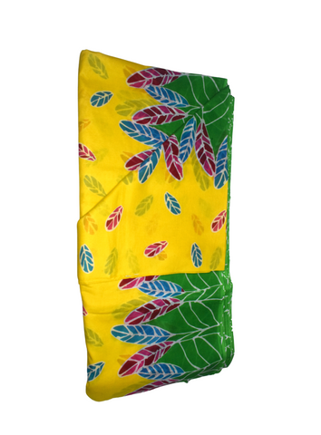 Yellow and Green Flowery Voil African print  - VL4