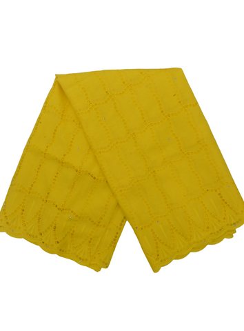 Yellow African Print Lace Brode - YL4