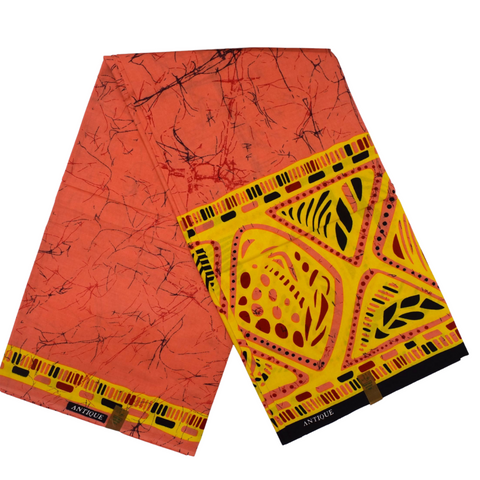 african print coral batik print with beige at the bottom