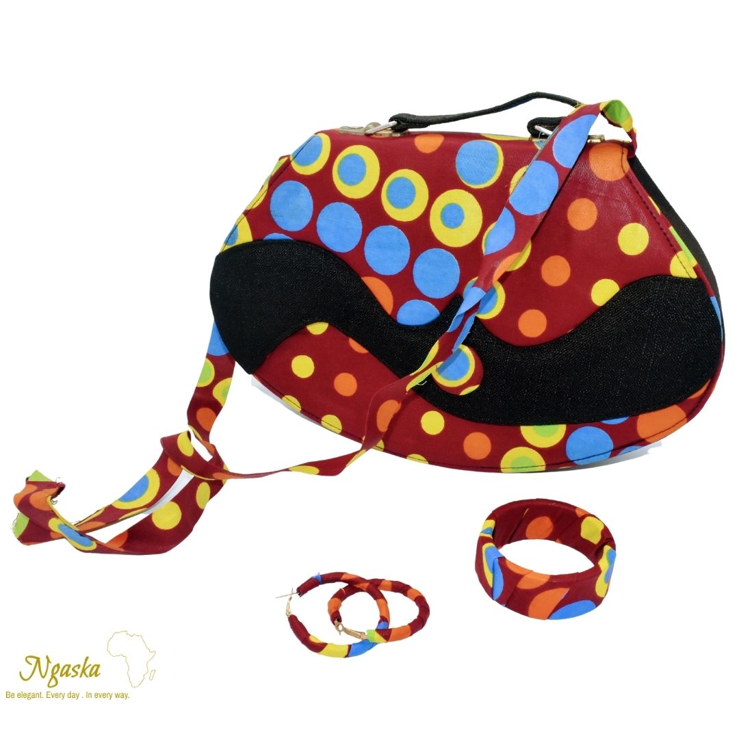 Multicolor Round Playful Polka Dot, Earring and Clutch Set CEN-18