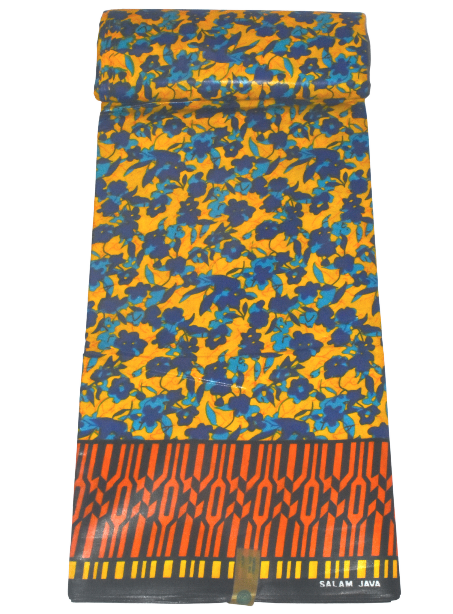 Yellow, Blue, Orange and Black Flowered African print - CA275