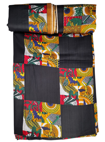 African Wax, Ankara Black and Colorful Byfall from Senegal - CA 11