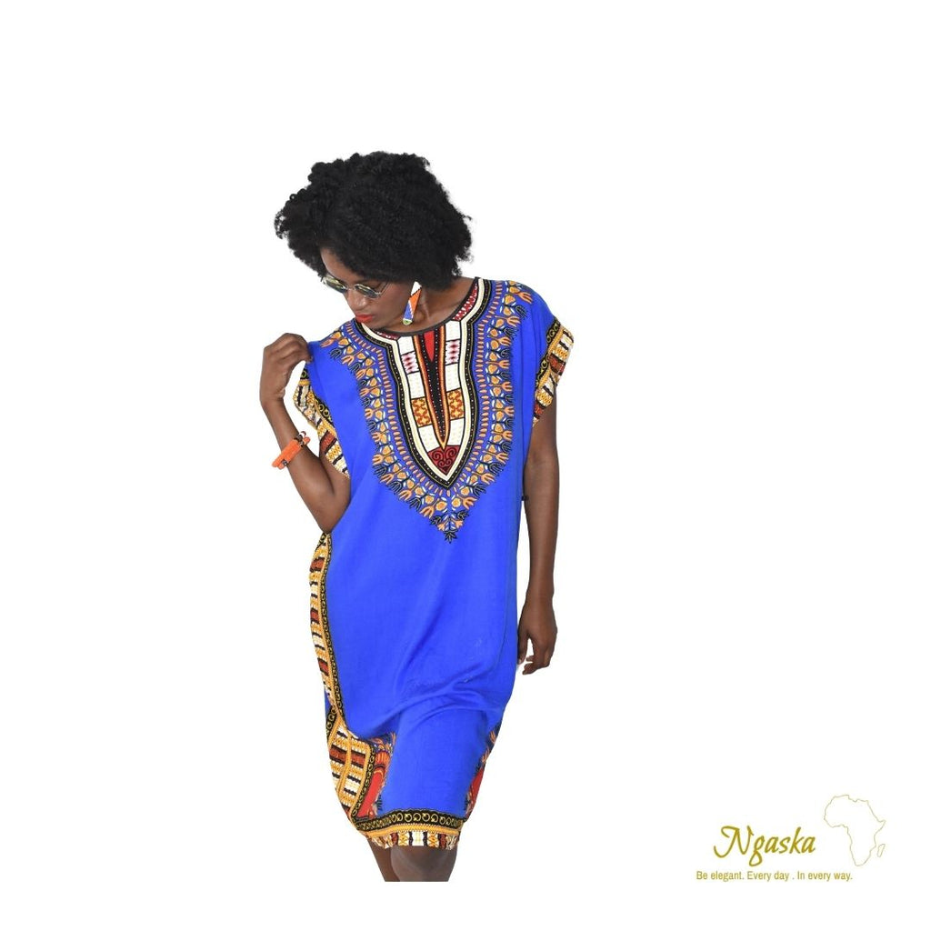 Short Blue Dashiki Beach Dress BDD The Ngaska Store Short Blue Dashiki Beach Dress BDD The Ngaska Store