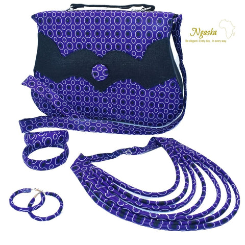 Purple Clutch Earrings Necklace and Bracelets Set - L-CEN 50