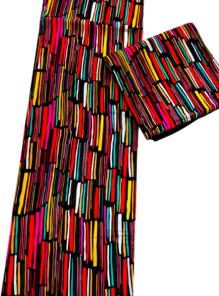 Multi-colored Striped African Print - CA328