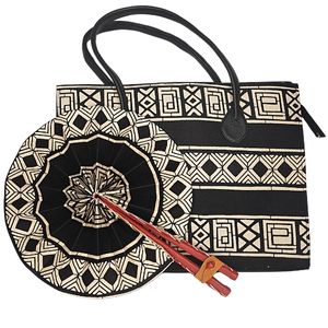 Large Black and White African Print Bag