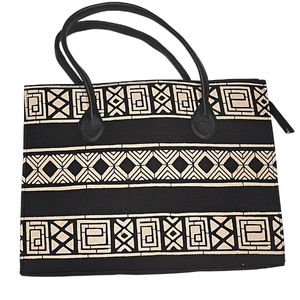 Large Black and White African Print Bag