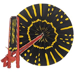 Black and Yellow African Print Handmade Fan