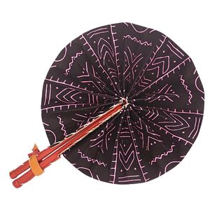 Pink and Black African Print Handmade Fan