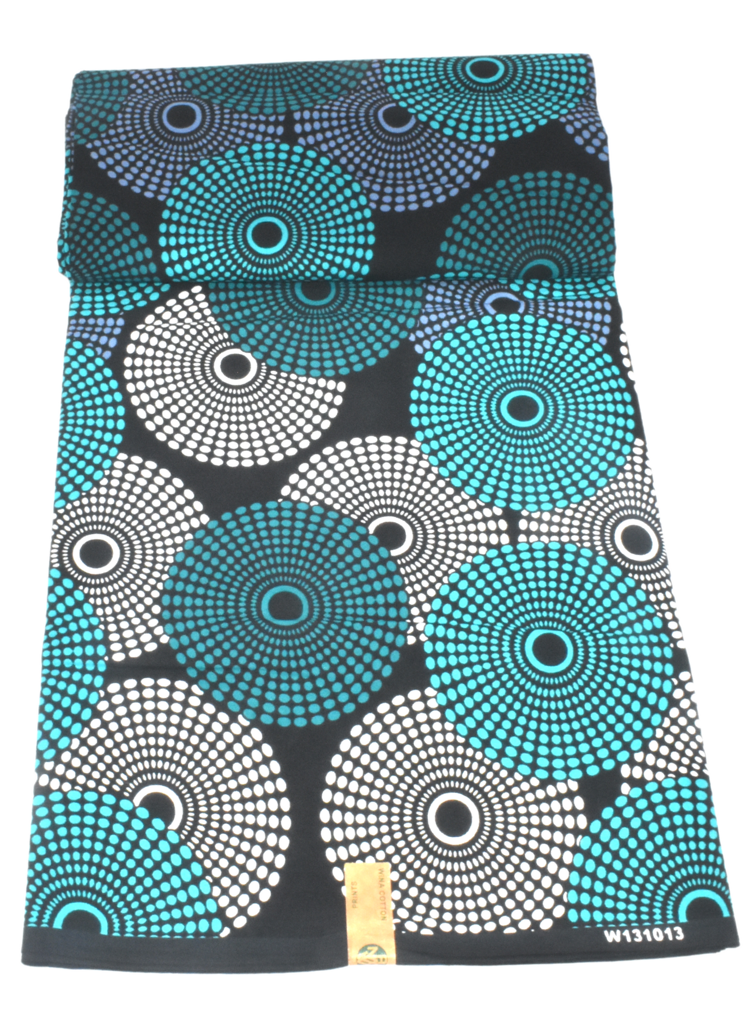 Circle of life teal, white and black african print 