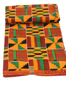 Orange, red and green kente style african print 