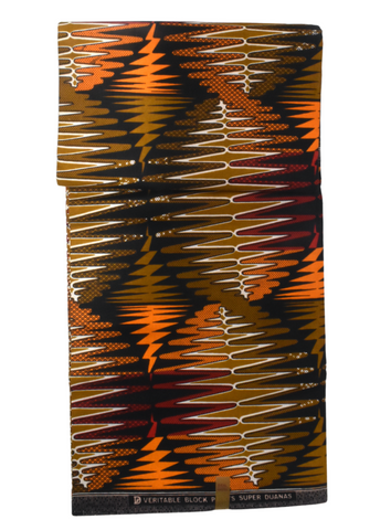 Afro DNA orange and brown african print 