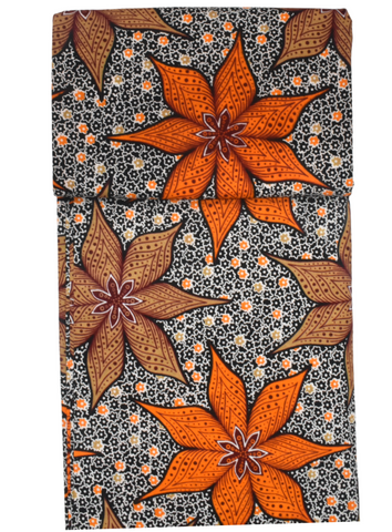 Orange and brown flowers of the fall season african print 