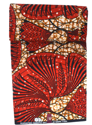 Fiesty red flowers of life african print 