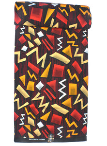 Brown with Abstract Shapes African Print - CA311
