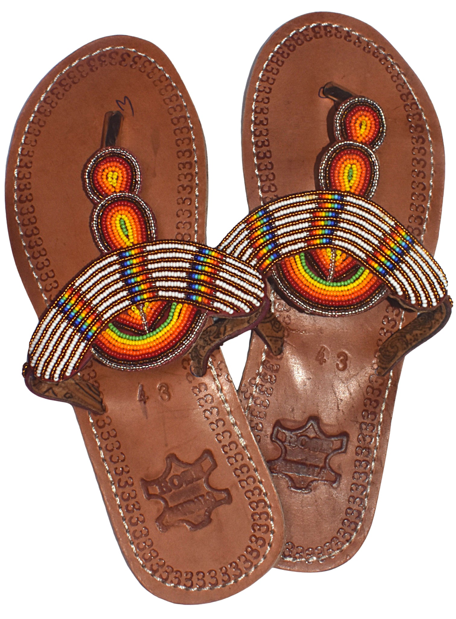 Masai Beaded African Handmade Leather Sandals Nomagugu (Kenya