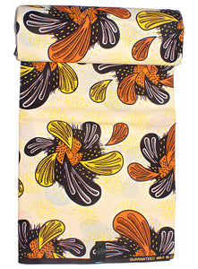 Brown, Yellow, Orange and Abstract Flowers African Print  - CA298
