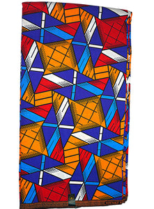 Blue, Orange, Red and White Patterned Print - CA337