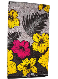Grey, Yellow, Red and Yellow Floral African Print - CA332
