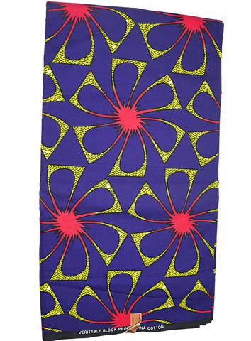 Red, Blue and Yellow Floral African Print - CA330