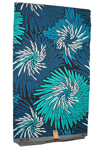 Blue Feathered Spirals African Print - CA322