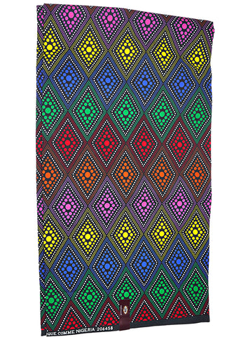 Multi-colored Diamond Patterned African Print - CA321