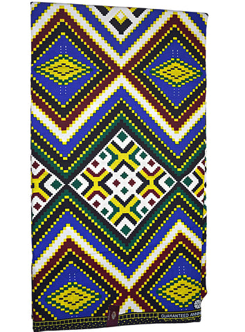 Yellow, Blue and Green Diamond African Print -CA345