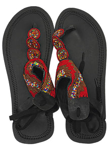 Masai Beaded African Handmade Leather Sandals Anele - (Kenya)