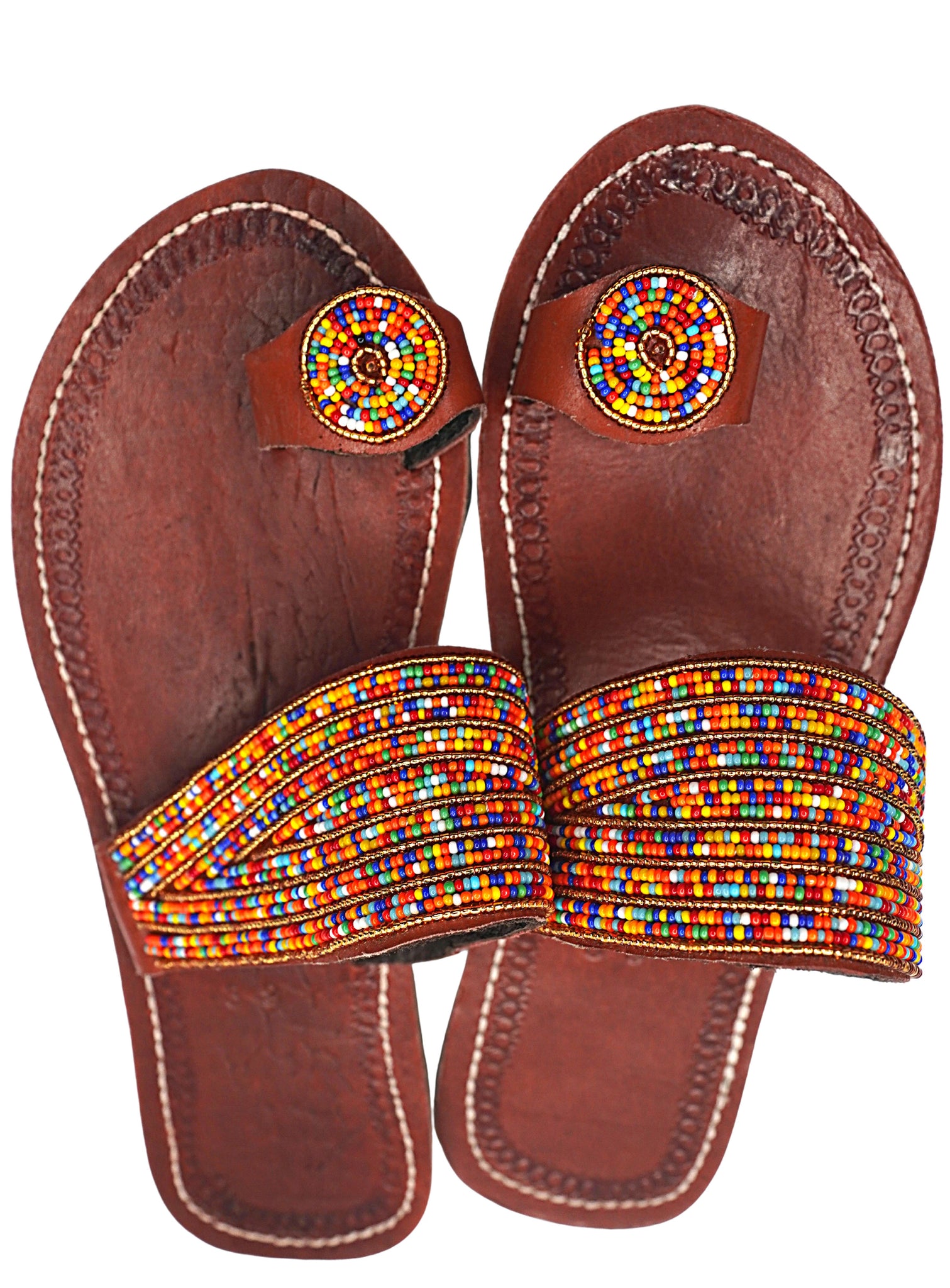 Masai Beaded African Handmade Leather Sandals Bhekizizwe - (Kenya)