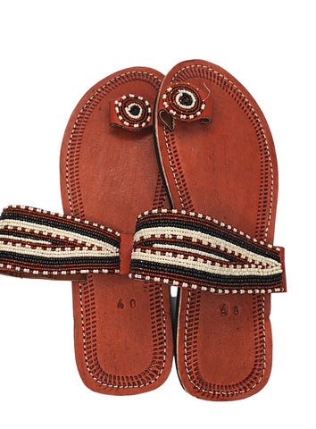 Masai Beaded African Handmade Leather Sandals Phila - (Kenya)