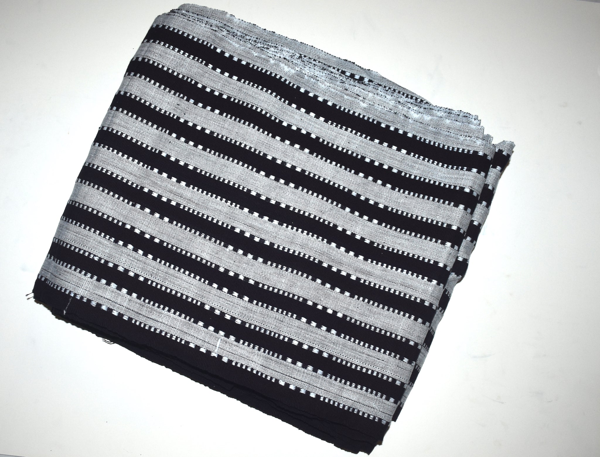 Guinean Fabric, Thick White and Black Stripes