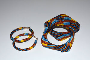 African Bracelet and Earrings Set Multicolor