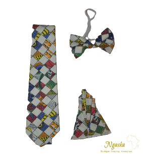 White Byfall Necktie & Bowtie Set NBP4