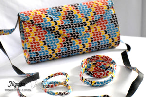 Multicolor Ankara Clutch, Earrings Set S-CEB 14