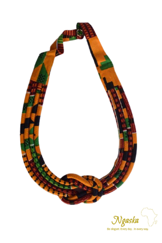 Knoted Royal Kente African Print Necklace