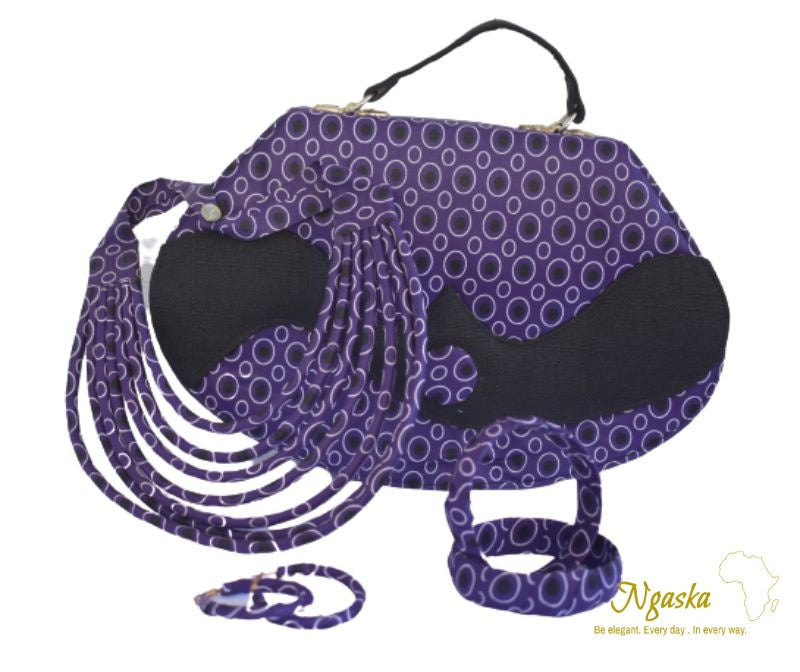 Purple Clutch Earrings Necklace and Bracelets Set CEN 22