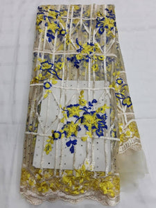 Yellow and Royal Blue Flowers Lace