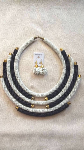 Amara Necklace (White and Black)