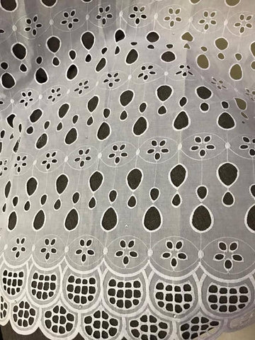 White Lace Fabric, Spaced Out Circles with Flowers