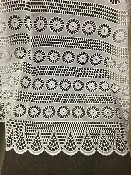 White Lace Fabric, Circular Flowers with Triangular Cones