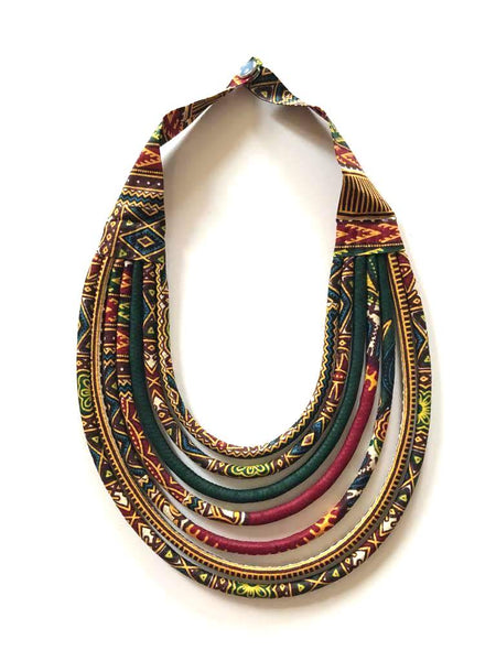 Makeba African Dashiki Print Necklace -  MB14