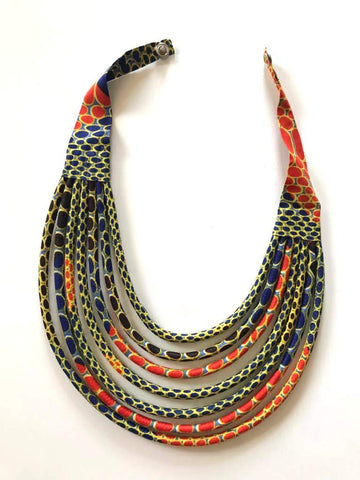 Makeba Vibrant Colorful Orange Ankara African Wax Fashion Necklace - MB9