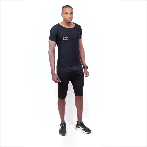 Power Black Strength Training Workout Clothes Set for Men - Cap Sleeves - FULL SET